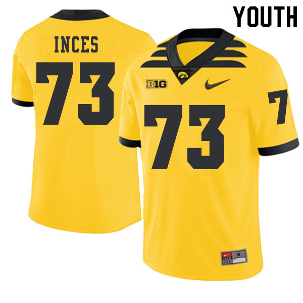 2019 Youth #73 Cody Inces Iowa Hawkeyes College Football Alternate Jerseys Sale-Gold - Click Image to Close